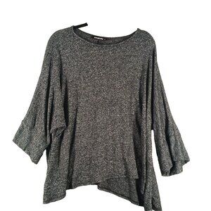 ANNABELLE Women Oversized Sweater Size SMALL(4-6) Pullover Black Gray Knit Rayon